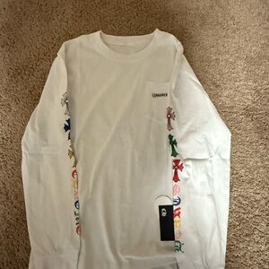 White Long Sleeve Shirt with Colorful Accents